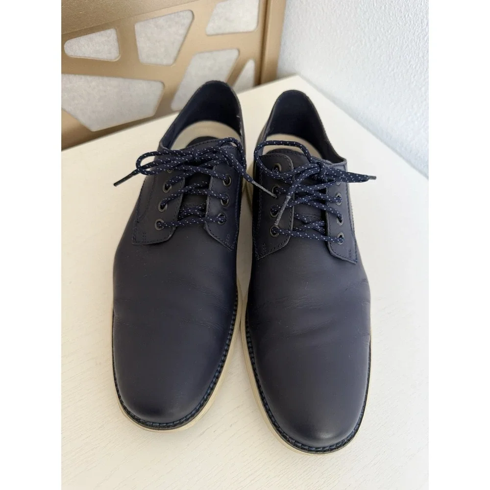 Cole Haan Men's Grand OS Deep Navy Blue Leather Oxford Lace Up Shoes Size 8